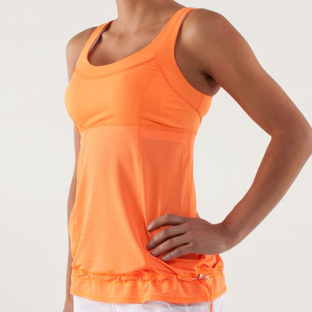 LULULEMON Run Ta Ta Topper Orange Tank Top fits like Size 10